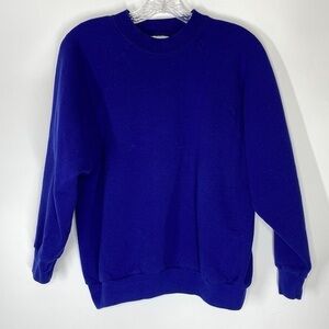 Vintage Fruit Of The Loom Blue Raglan Sleeve Crewneck Sweatshirt Size Large 90s